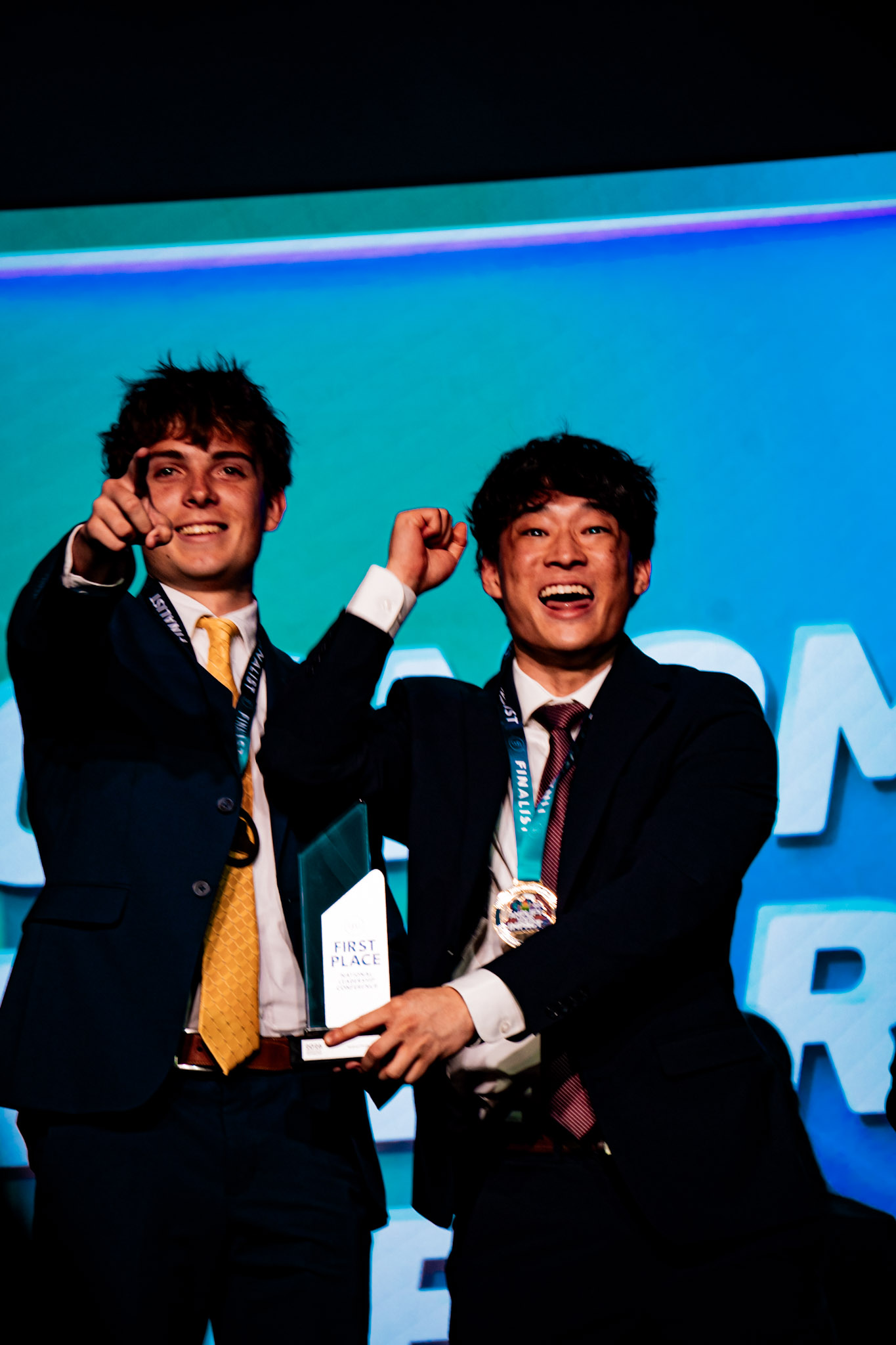Students celebrating First Place win at BPA National Leadership Conference