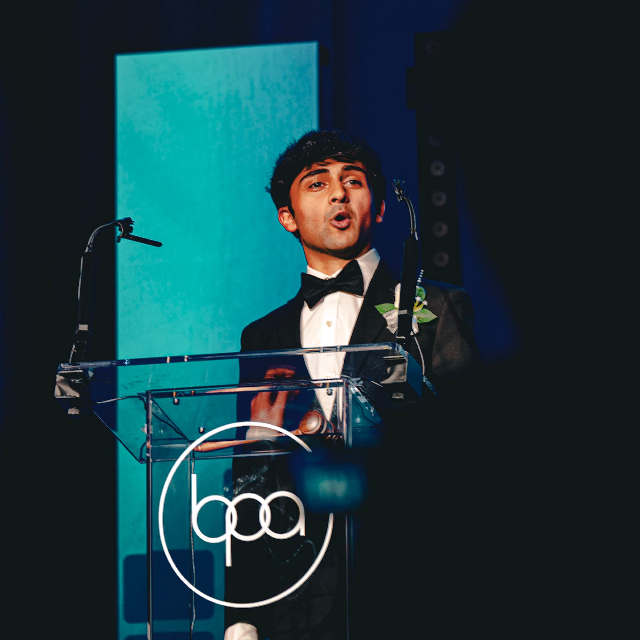 Speaker at BPA National Leadership Conference podium with BPA logo