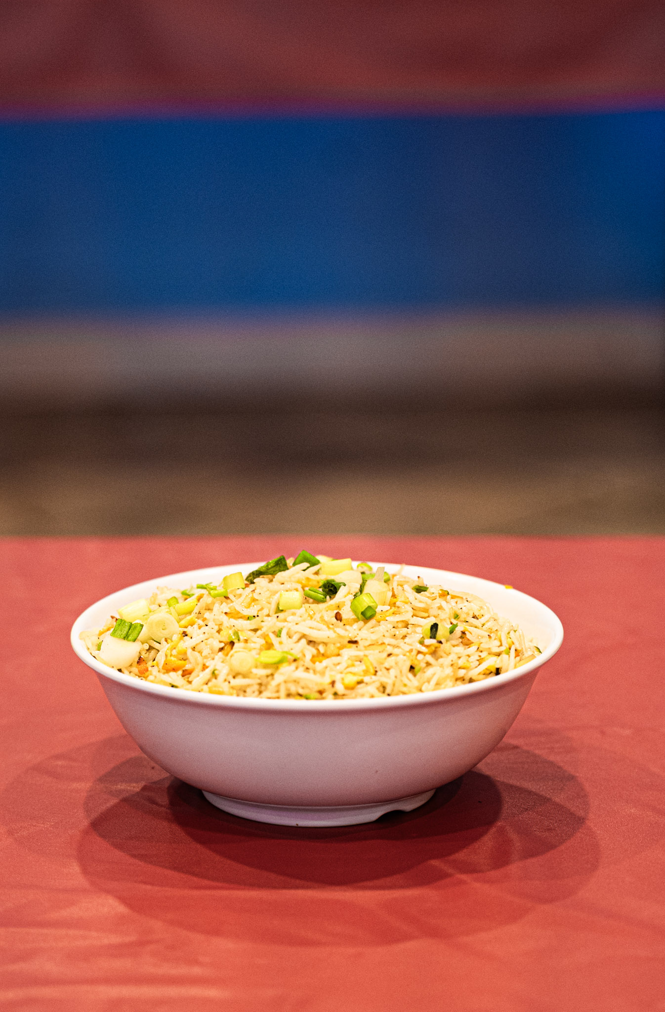 Cumin fried rice in white bowl — AHA South Indian Cuisine