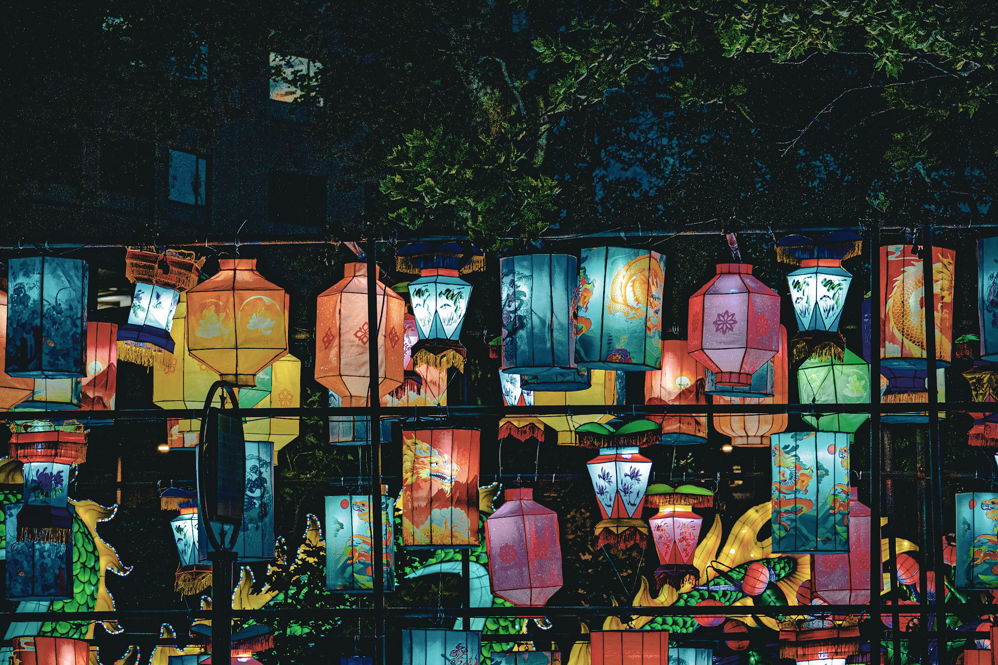 Lantern festival â€” colorful Chinese lanterns at night